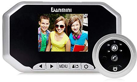 Danmini - Campanello digitale da 30 pollici con schermo LCD, visualizzazione di spioncino con sensore di movimento PIR per porta, occhiello video, visione notturna, colore: argento