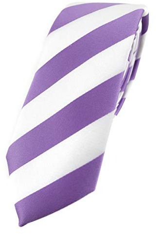 TigerTie - Corbata estrecha de diseño a rayas, lila blanco, Größe: ca. Länge 150 cm, Breite 6 cm