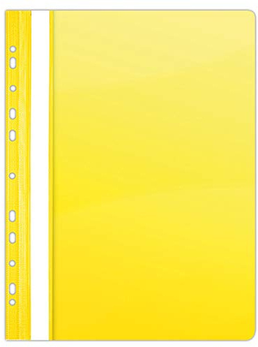 DONAU 1704001PL-11 plast häftapparat perforerad A4 gul, siftapparat plast slitstark PVC hård glasklar omslag klämmapp för kontor och skola, eurohål | 10-pack