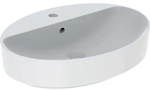 Geberit VariForm Aufsatzwaschtisch oval, 600x450mm, mit Hahnloch, mit Überlauf, 500.772.01.2, Farbe: Weiß