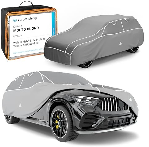 WALSER Premium Hagelschutz Abdeckplane Auto, Auszeichnung Sehr Gut* Hagelschutzplane, TÜV geprüfte* Autogarage Hagel, Hybrid UV Protect Vollgarage, Wasserabweisende Abdeckung Größe 6 SUV/Van