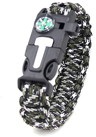 Bryights Paracord Survival Armband Mit Micro Multifunktionale Militärische Notfallüberleben Paracord 4Mm Armband Outdoor Scraper Whistle Schnalle Paracord Werkzeuge 550 Paracord-Grün Weiß
