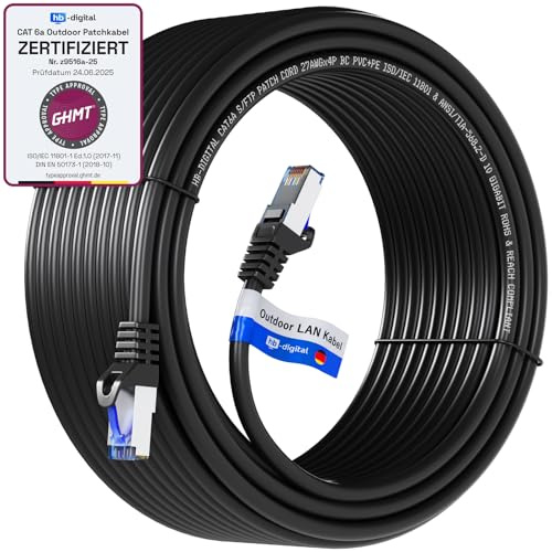 HB-DIGITAL 30m CAT 6a Outdoor LAN Kabel - Schwarz