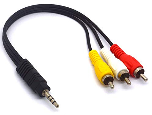 Tomost 3,5 mm auf Cinch-Kabel, 4-polig, 3,5 mm TRRS-Stecker auf 3 Cinch-Stecker, Stereokabel, Camcorder, Audio, Video, A/V, AUX-Kabel für Smartphones, MP3/MP4, Tablets, Lautsprecher, Heimkino, 25 cm