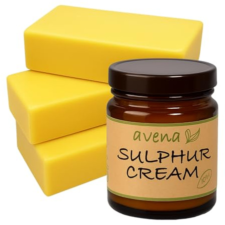 Avena Sulphur Soap & Avena Sulphur Cream Sulfur Ointment Skin Care For Acne Sulphur Ointment Sulfur Soap Large 200g Bar