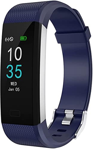 LEBEXY Bracciale fitness impermeabile | Smartwatch Fitness Tracker | Orologio fitness con contapassi braccialetto – Versione S1 (blu)