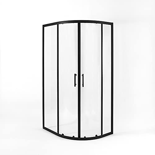 MILANO Black Right Hand Quadrant Shower Enclosure White Tray 1200 x 900mm