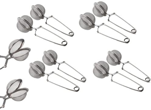 Bayli Juego de 10 pinzas de té de acero inoxidable para taza, filtro de té, pinzas de especias, colador de té, colador de tazas, infusor de té