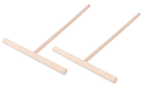 Hemoton Nonstick Cookware 2pcs T Shape Crepe Maker Pancake Wooden Spreader Stick, Wooden Crepe Tools, Crepe Maker Accessories, Crepe Spreaders for Making Crepes Turner Spatula