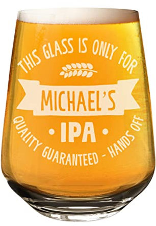 Personalised Craft Beer Tumbler Glass IPA Hands Off Any Name Cider 2/3 Pint Custom Birthday Dad Grandad Father's Day
