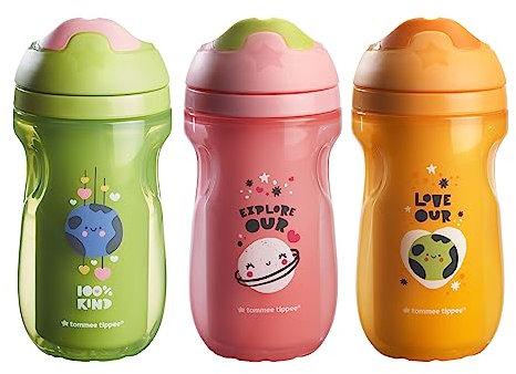 Tommee Tippee Insulated Sippy Cup, Water Bottle for Toddlers, Spill-Proof, 9oz, 12m+, 3 Count (Design May Vary)