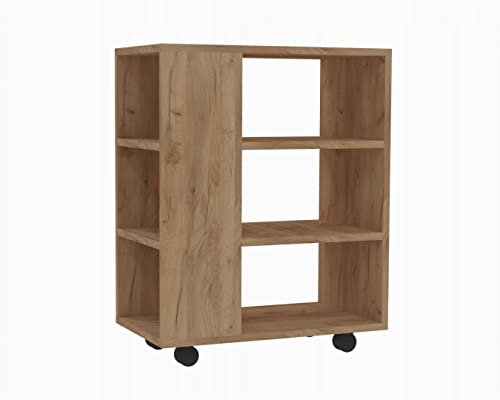 Druckertisch mit Rollen Goldene Eiche - Druckerständer - Regal Mit Rollen - Rolltisch - Druckerschrank - Multifunktionaler Druckerwagen - Druckerregal 3 Ebenen für Büro und Zuhause