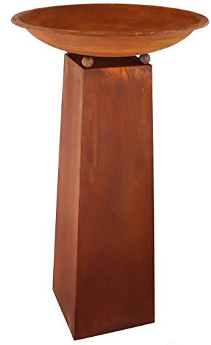 Rostikal Vintage-Deko Blumensäule 84 cm mit Pflanzschale Rost Gartendeko Outdoor