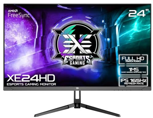 𝗫= 24 Inch Gaming Monitor • 1080p • 165Hz • 1ms • HD IPS • G-Sync/FreeSync • HDMI, Display Port • Tilt Adjust • Vesa • (XE24HD | Black)