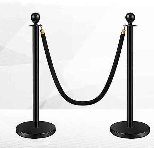 Artiz Puestos De Control De Multitudes, Cola De Postes Stanchion Cuerda De Terciopelo Negro Barreras Antidisturbios Cuerda De Cola Montaje Easy Connect (Farbe : Schwarz, Größe : 2PCS)