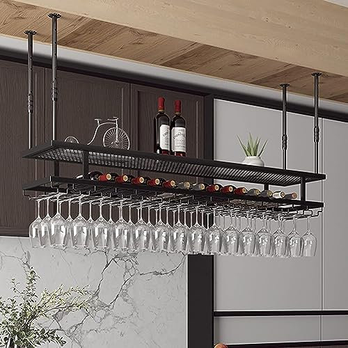 Estante para Copas de Vino Colgante-Estante para vinos, Estante para Copas de Vino de Bar, Soporte para Copas para Colgar en el hogar Arte de Hierro de Techo suspendido Portabotell