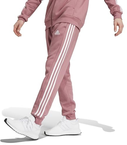 adidas För Män Essentials Fleece 3-Stripes Tapered Cuff Pants, preloved crimson, M