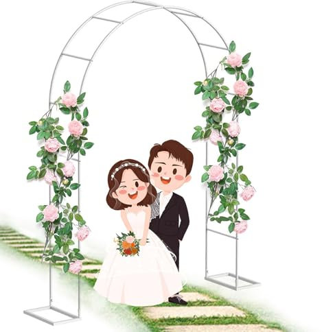 Rosenbogen Für Den Garten, Schwarz/grün/weißer Bogen Rankhilfe, Laubengang Für Hochzeit, Garten, Balkon, Kletterpflanzen, Garten Torbogen(Color:White,Size:280 * 220cm/110.2 * 86.6in)