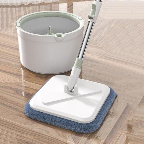 AVSMGP 130cm Mopa Fregona con Cubo Escurridor, 2 en 1 Separa la Suciedad del Agua Dulce, Mopa para Limpiar Azulejos y Paredes, Cubo Fregona Autoescurrible Escurrefacil, 2 Recambio Mopa Microfibra,2