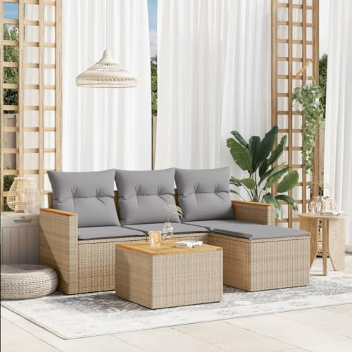 Festnight Gartenlounge Balkon mit Stauraum Lounge Rattan Sofa Ecklounge Klein Garten Lounge Sofa Outdoor Sitzecke Balkon Loungemöbel Gartensofa Ecksofa Balkonmöbel Rattansofa Couch
