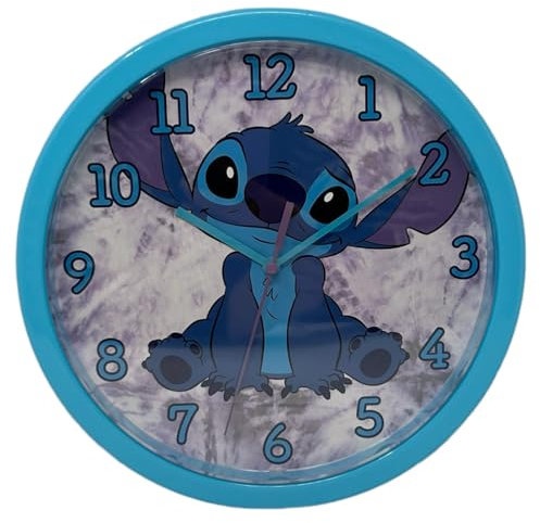 CARTOON Horloge murale analogique pour enfants 25 cm pour chambre de jeu (Stitch)