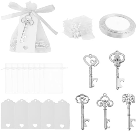 Sonhomay 50 abrebotellas vintage con cordón y cinta para etiquetas para recuerdos de boda y fiestas