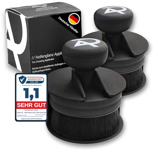 ADEPTX Detailing Brosse applicatrice de Brillance pour pneus Surface Douce au Toucher de qualité supérieure (Mate) – Brosse de détail pour pneus de Voiture – pour pneus de Voiture éclatants (2 pièces)