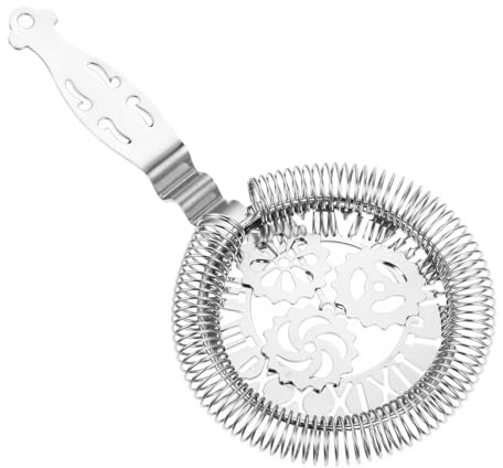Garneck Passoire à Cocktail Professionnelle et Portable en Acier Inoxydable Argentée, Résistante à l'usure Préparation de Cocktails à Domicile