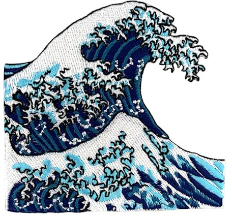 Urbanski Patch The Great Wave of Kanagawa Große Welle zum Aufbügeln 7,6 x 8 cm | Aufnäher Applikation Bügelbild