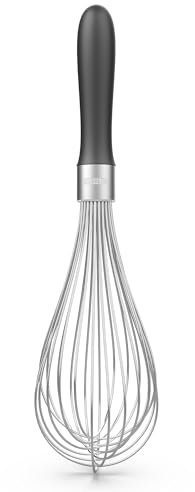 U-Taste Kitchen Whisk: 18/10 Stainless Steel Balloon Whisk 30 cm Large Egg Beater with 12 High Flex Wires and Non-Slip Silicone Handle for Whipping Blending Mixing Batter Creams Sauces (Black)