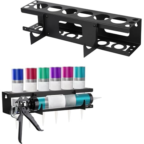 Silicone Tube Storage Holder - Wall Mounted Caulking Tube and Caulking Gun Storage Rack, Silicone Holder Storage Van Holds 6 Tubes and Caulking Nozzle, Workshop Garage Organiser 25