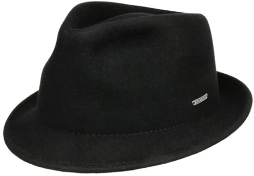 Stetson Leola Trilby Wollhut Unifarben Knautschbar Herren Herbst Winter schwarz M (56-57 cm)