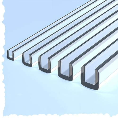 HAEKEBC 3m Transparenter U-Form Eckenschutz Kantenschutz Klemmprofil Für Glastische, Kantenschutzstreifen Selbstklemmend Tischkantenschutz(6-7mm)