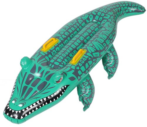BESTonZON Aufblasbares Alligator Schwimmtier Pool Float Surfboard Robustes Grünes Schwimmmatte Vielseitig Als Aufblasbare Schwimmhilfe Für Sommer Und Freizeit
