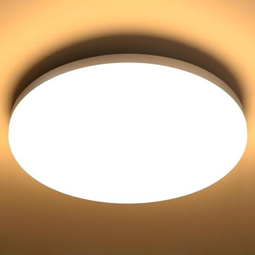 genatu Deckenleuchte Badezimmer IP65 wasserdicht [17W 2335lm] 3000K Warmweiß - CRI80+ Flimmerfrei & Gemütliche Atmosphäre, Kompakt Ø22cm Einfach Installierbar für Küche/Flur/Abstellraum