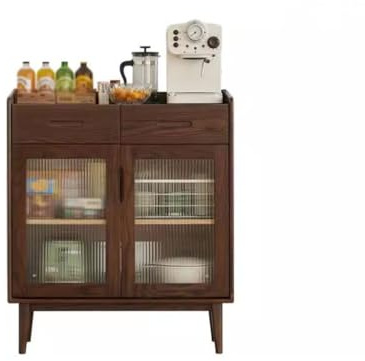 uotmui Tablero Lateral Aparador de Madera Maciza, Mueble de Almacenamiento Multifuncional de Nogal Negro y Roble, Mueble for té Sencillo for Restaurante Gabinete De Almacenamiento del Aparador