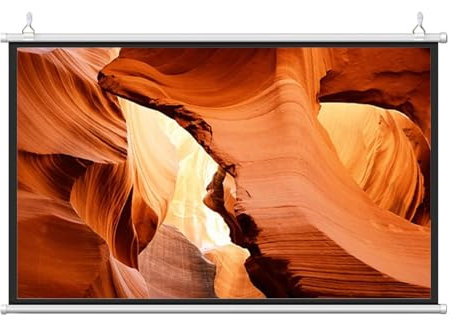 Pantalla De Proyección 30 , 40 , 50 , 60 , 72, Manual Enrollable,Pantalla De Proyección Montaje En Pared O Techo Para Cine En Casa Oficina Interior Y Exterior Blanco，Pantalla Proyector Enrollable