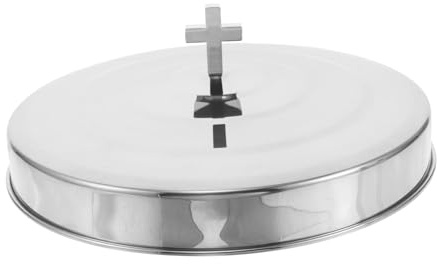 Cabilock Stainless Steel Communion Plate Decorative Bread Plate Cover for Church Services Home Party Use Multi-function Small