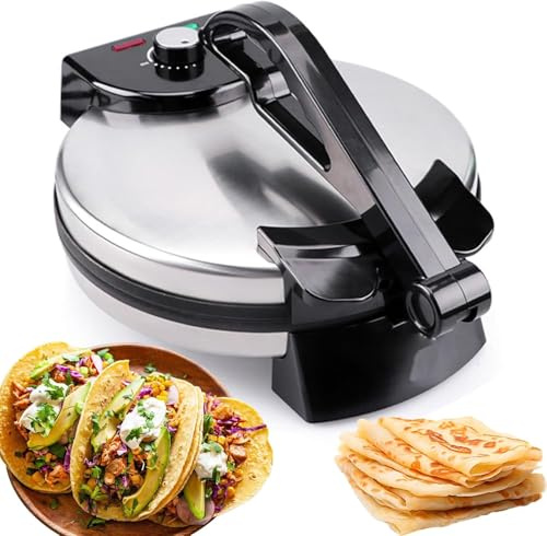 Presse à Tortilla électrique, crêpière à Muffins Maison 1800 W, Machine à crêpes chauffante Double Face antiadhésive avec indicateur LED, Machine de Petit-déjeuner électrique Portable pour Cuisson
