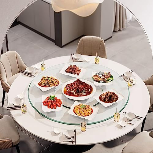 Plateau tournant Lazy Susan en verre trempé de 8 mm pour cuisine et salle à manger, grand plateau rotatif rond avec roulement en alliage d'aluminium pour un partage facile des aliments