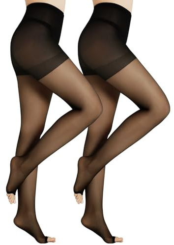 FZPZP 2 Pairs Women's Toeless Pantyhose - 20D Open Toe Sheer Tights Nylons Stockings with Control Top