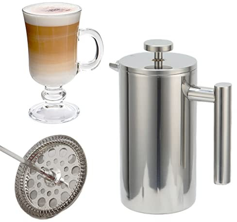 Cafetera de Prensa Francesa, Cafetera de Acero Inoxidable de 34oz/1000ml, Prensa de Café Aislada, Tetera para Viajes en Casa y Camping