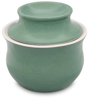 KERAZO Beurrier en céramique avec refroidissement à eau pour 1 morceau de beurre (250 g) – Stockage sans refroidissement toujours beurre tartinable (vert, 250 g)