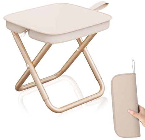 XLZJYIJ Campinghocker Faltbar, Mini Camping Hocker, Kleiner Tragbarer Klapphocker, Hocker Klappbar für Wandern Garten Angeln Grillen Strand (Khaki)