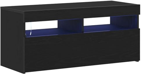 vidaXL TV Cabinet Black Oak 90 x 35 x 40 cm Engineered Wood, Modern Living Room Lowboard, Rectangular TV Cabinet, Media Storage, Engineered Wood, Functional Home Furniture, Clean Design
