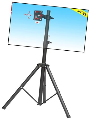 IYUESQ Soporte de Suelo para TV LCD - Trípode portátil con Soporte Giratorio e inclinable de 360 Grados para monitores de 14 a 32 Pulgadas, soporta hasta 15 kg/33 LB, Altura Ajustable y p