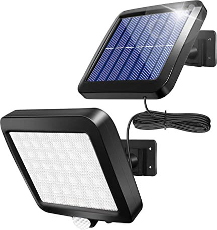 KIAOPU Applique Murale Solaire d'extérieur avec détecteur de Mouvement, 56 LED, veilleuse de sécurité for Jardin, Garage, allée, Porche, clôture