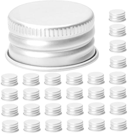 Mikikit Bouchons à Vis Étanchéité Sécurisée et Anti-fuite en Aluminium Argenté Lot de 50 pour Bouteilles D'eau et Pots à Épices pour Voyage