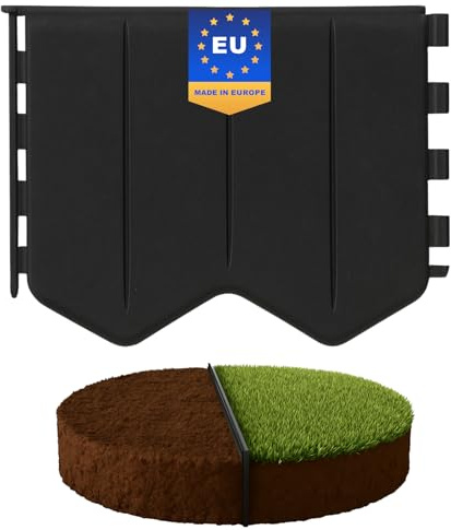 GARDENIX Bordure de pelouse Facile à Installer - en Plastique Anthracite - 5,15 m - sans Creuser - Bordure de Parterre en Plastique recyclé - Flexible et Durable - Fabriquée dans l'UE