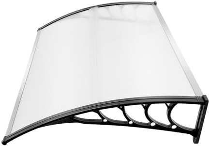 Front Door Canopy Outdoor Awning,150 X 90 X 24 Cm, Rain Awning Suitable For Door Porch, Outdoor, Roof, Patio,Transparent Board,Silver Grey Bracket (Transparent, Black, 150)